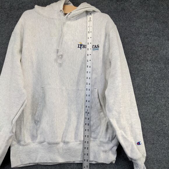 Champion Reverse Weave Men's Pullover Hoodie Gray Medium Libertas Big Logo - Picture 14 of 16